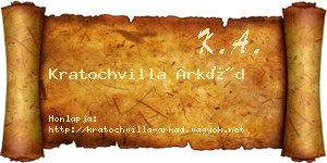 Kratochvilla Arkád névjegykártya